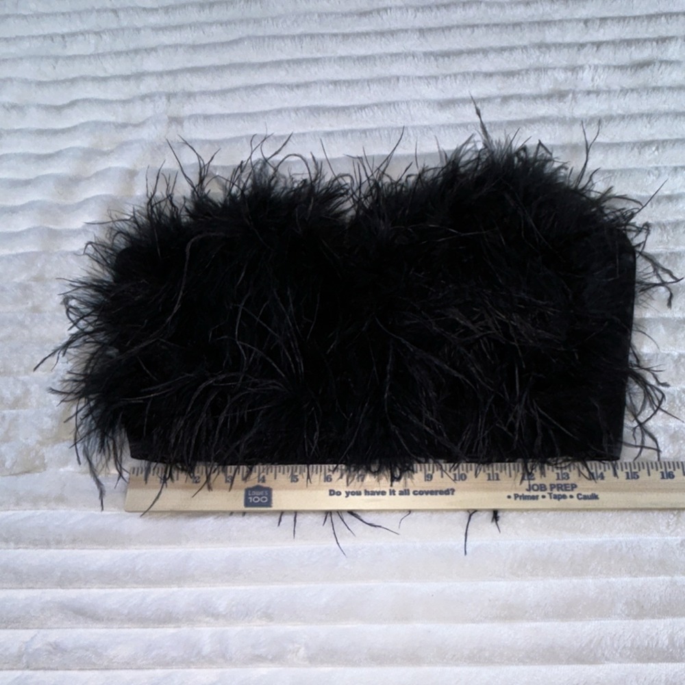 NovaLuxe Black Feather Strapless Bustier Corset Top Size L - Picture 2 of 16